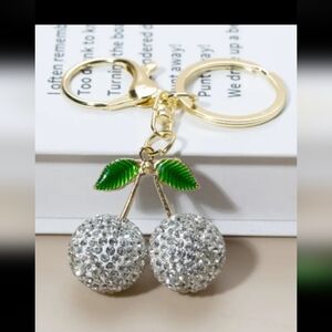 Sparkling Silver Cherry Keychain